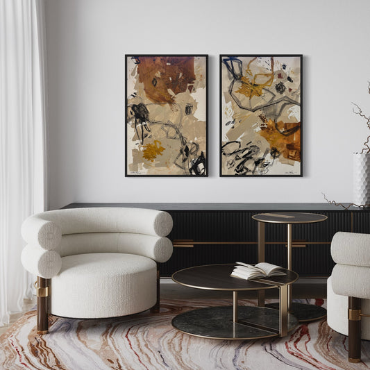 24x36” Rust Abstract Pair