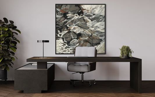 36x36” Black / White Abstract I